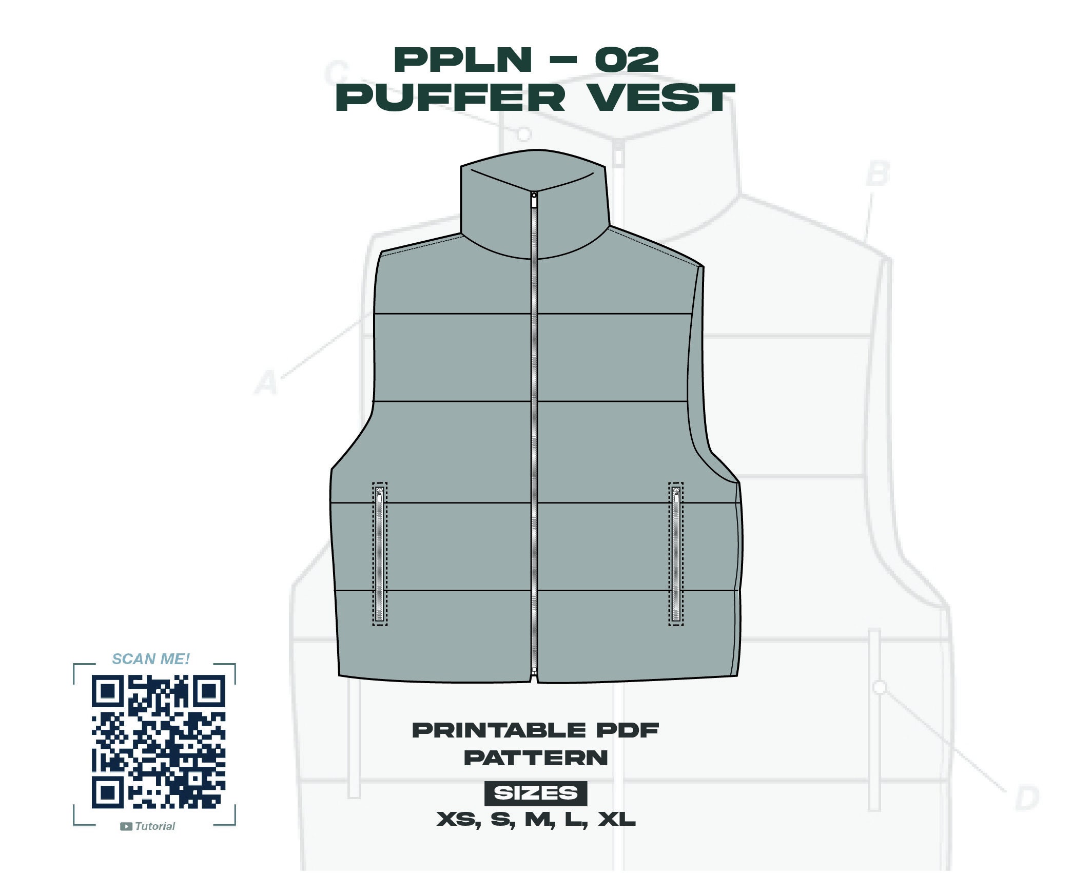 PPLN-02 Puffer Vest Printable PDF Pattern 