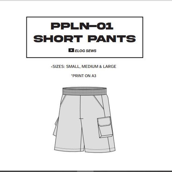 Street wear Cargo shorts printable pdf pattern