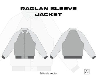 Raglan Sleeve Jacket Adobe Illustrator Tech Pack / Vector Drawing