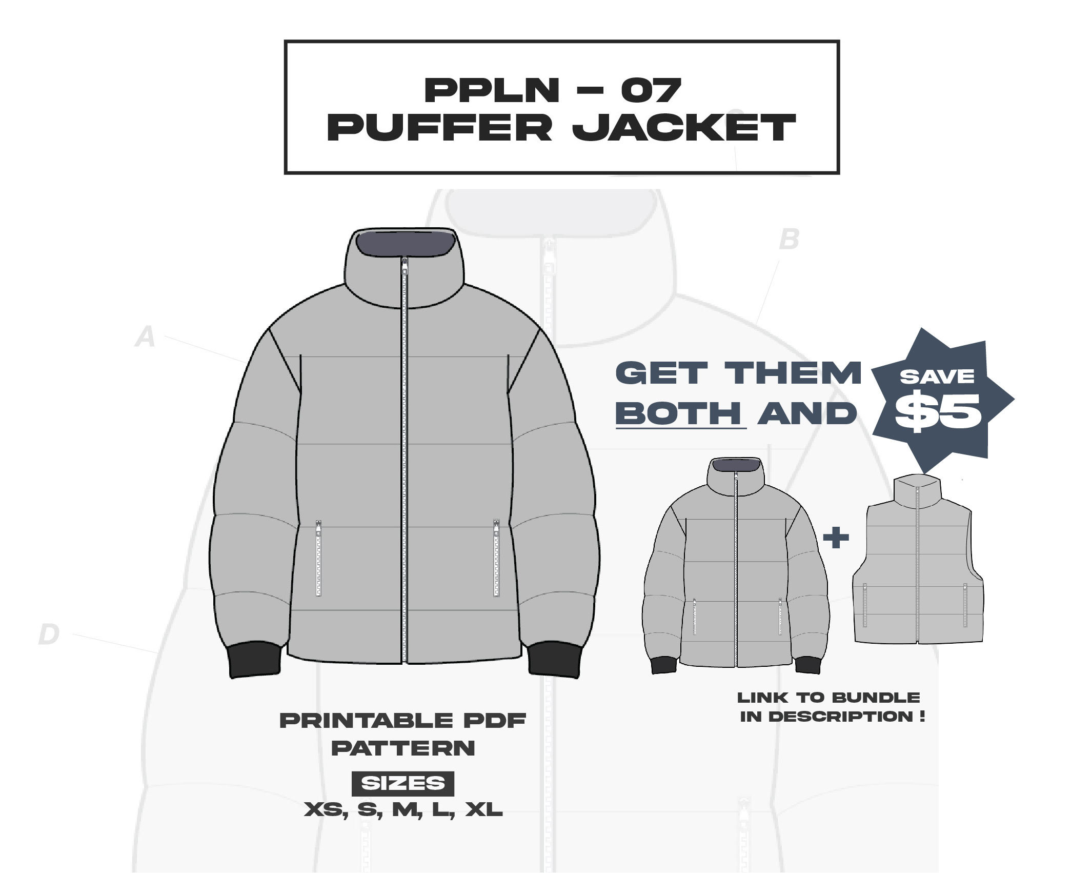PPLN-011 Puffer Jacket and Vest PDF Pattern - Etsy