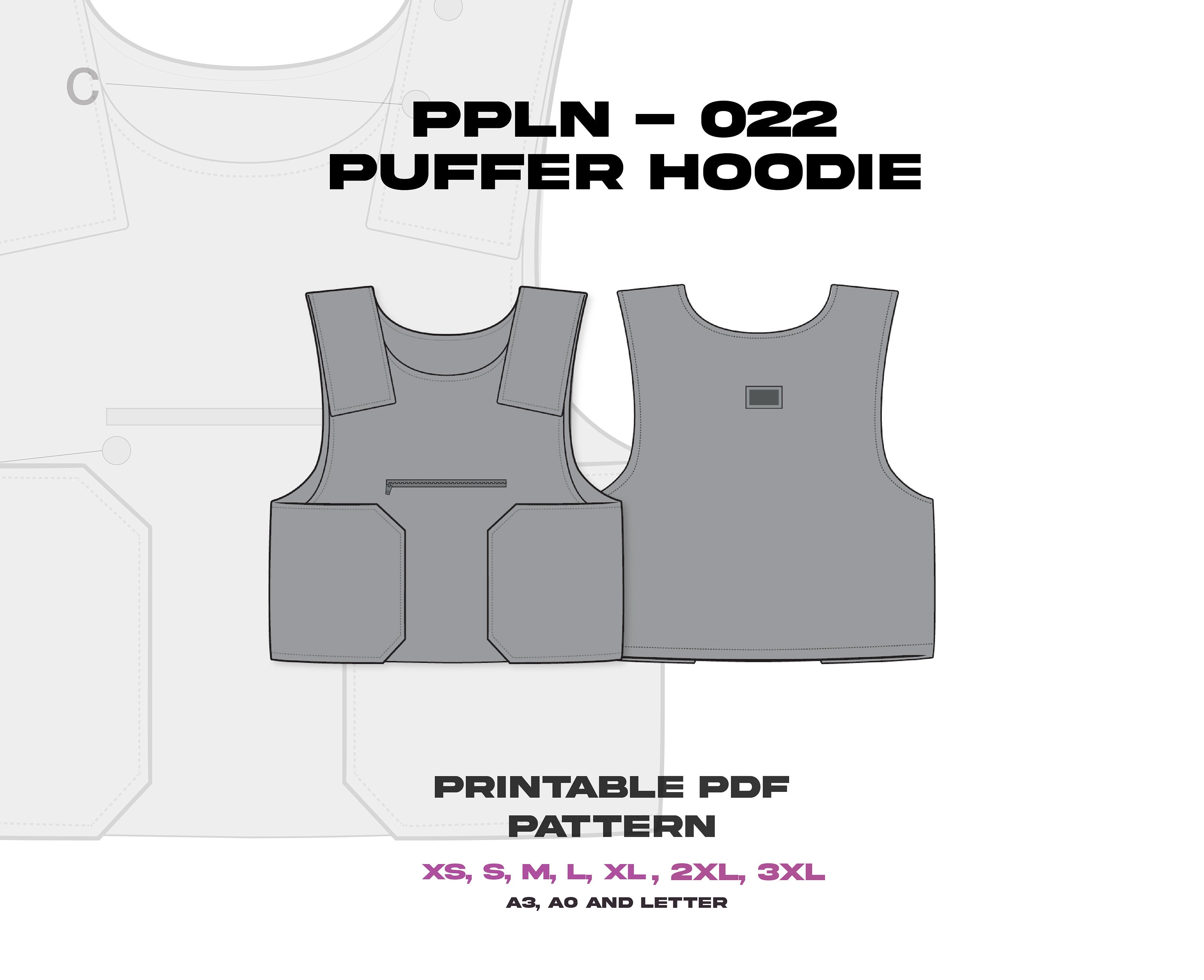 PPLN 022 Puffer 'bully' Vest PDF PATTERN 