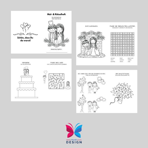 Mal- und Rätselheft für die Hochzeit
