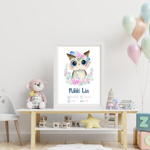 Geburtsposter / Namensposter zur Geburt / Geschenkidee zur Geburt für Mädchen individuell gestaltet