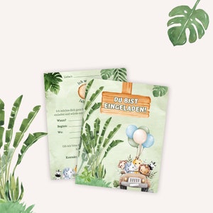 Einladungskarte für Kindergeburtstag | Motiv Safari/Tiere