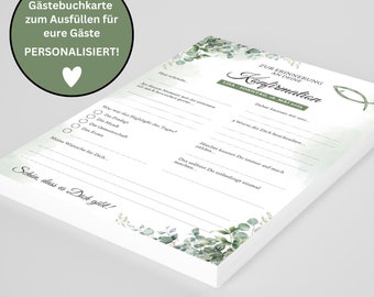 Guest book cards for baptism, confirmation, communion, confirmation or youth dedication as keepsakes / mementos - A5