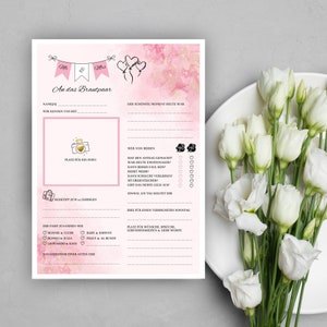 Gästebuchkarten Hochzeit mit Fragen zum Ausfüllen / Spielideen / Andenken / Erinnerungen - DIN A4 & A5