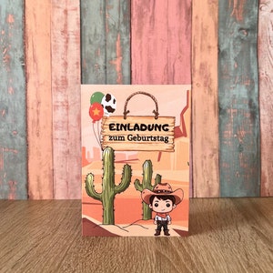 Einladungskarte als Klappkarte für Kindergeburtstag | Motiv Cowboy