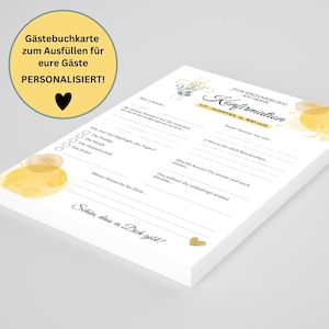 Gästebuchkarten gelb/gold für die Konfirmation, Kommunion oder Jugendweihe als Andenken / Erinnerungen - A5