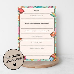 Descarga digital: Tarjetas de libro de visitas para la inscripción escolar como souvenirs/recuerdos - A5