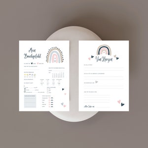 Tippkarten für Babyparty | Motiv Regenbogen & Herzen