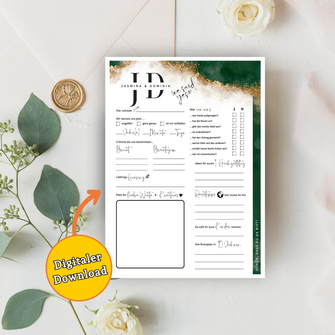 Digital Download Guest Book Cards Personalized as a Guest Etsy