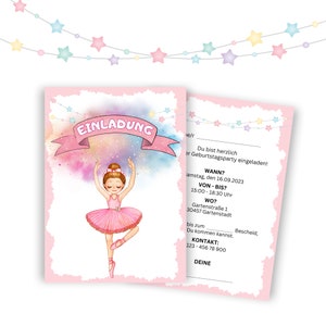 Einladungskarte personalisiert für Mädchen-Kindergeburtstag | Motiv Ballerina