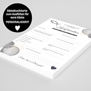 Personalisierte Gästebuchkarten für Taufe, Konfirmation, Jugendweihe, Firmung oder Kommunion – edles schwarz