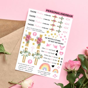 Kerzenfolie Taufe personalisiert, Kerzenfolien, Kerzentattoos, Taufkerze, Gastgeschenke, | DIY Format A4