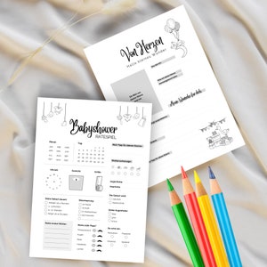 Tippkarten für Babyparty | Motiv zum Ausmalen