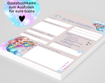 Guest book card for the first day of school • Schoolchild keepsakes • Fill-in cards for guests • First day of school for girls • DIN A5 • 200g/300g paper