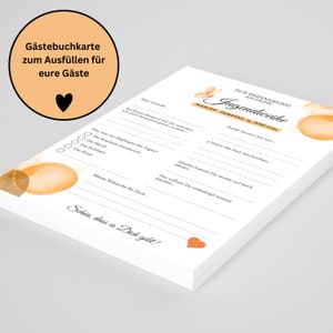 Gästebuchkarten Orange für die Konfirmation, Kommunion oder Jugendweihe als Andenken / Erinnerungen - A5