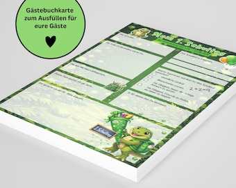 Personalized Dinosaur Guest Book Cards for First Day of School with Name & Date – My First Day of School A5 | First Day of School for Boys | 10–30 Pieces