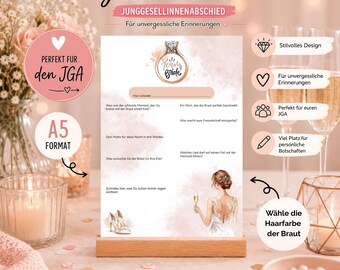 Cartes de livre d'or pour enterrement de vie de jeune fille | Jeu pour la future mariée lors de l'enterrement de vie de jeune fille | Cartes souvenirs de mariage | Cartes A5 pour les amies