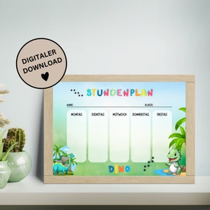 Timetable &quot;Dinosaur&quot; in A4 format for primary school/school enrollment to print out yourself