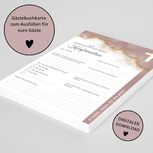 Descarga instantánea: Tarjetas antiguas de libro de visitas rosa para confirmación, comunión o consagración juvenil como recuerdo