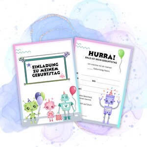 Einladungskarte für Kindergeburtstag | Motiv Roboter