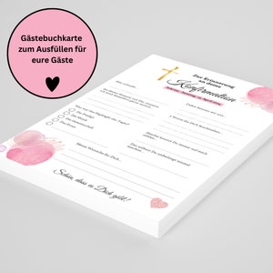 Personalisierte Gästebuchkarten in Rosa für Konfirmation, Kommunion, Firmung oder Jugendweihe