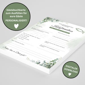 Downloaden: Gastenboekkaarten voor bevestiging, communie of jeugdwijding als souvenirs / herinneringen