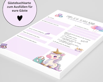 Enchanting guest book cards for the first day of school – with a unicorn design!