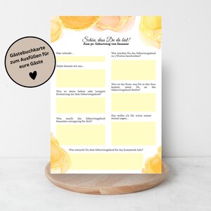 Gästebuchkarten für den Geburtstag mit Fragen zum Ausfüllen / Spielideen / Andenken / Erinnerung - DIN A5