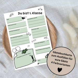 Gästebuchkarten für die Einschulung als Andenken / Erinnerungen - A5 (4 Farbvarianten)