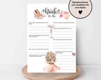 Guest book cards for bachelorette parties – Bachelorette party game cards A5 – keepsakes for the bride – Bridal shower guest book