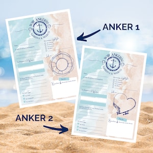 Maritimer Charme für Deine Hochzeit – Personalisierte Gästebuchkarten im A4 oder A5 Format