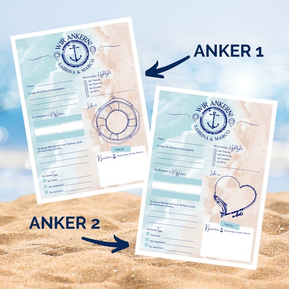 Maritimer Charme für Deine Hochzeit – Personalisierte Gästebuchkarten im A4 oder A5 Format