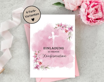 Personalized Confirmation Invitation A5 | Communion, Confirmation, Baptism, Youth Dedication | Folded Card | 300g Premium Paper | 4 Colors
