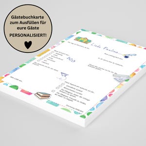 Ein einzigartiger Schulstart – festgehalten auf unserer bunten Gästebuchkarte zur Einschulung!