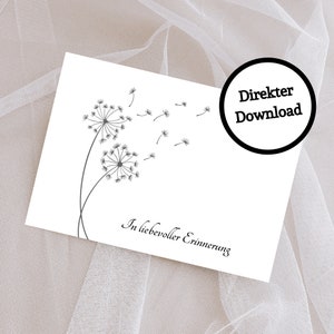 Digitaler Download: Gastkarten für Trauerfeier / Lebensfeier / Kondolenzbuch, In liebevoller Erinnerung, Erinnerungsbuch