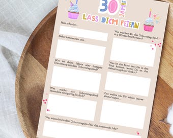 Birthday guest book cards - Personal wishes - Memory cards for parties & celebrations | Guest book accessories