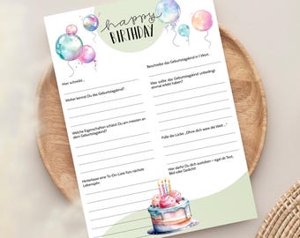 Birthday guest book card set – lovingly designed birthday cards to fill out | Keepsake & gift idea