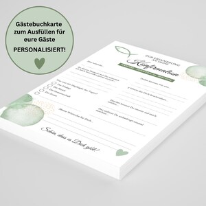 Personalisierte Gästebuchkarten für Konfirmation, Jugendweihe oder Kommunion – Eukalyptus grün
