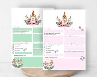Baptism guest book cards | Baptism memories for boys and girls | Alternative to a guest book | Baptism remembrance | Baptism decorations