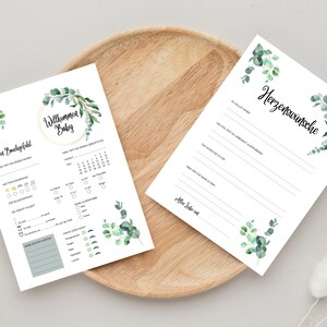 Tippkarten für Babyparty | Motiv Eukalyptus