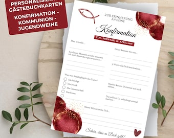 Personalized guest book cards for Confirmation | Communion | Youth Dedication | Guest book alternative | Memory card set 200g 300g