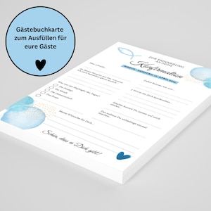 Personalisierte Gästebuchkarten für Taufe, Konfirmation, Jugendweihe, Firmung oder Kommunion – Zartes Blau