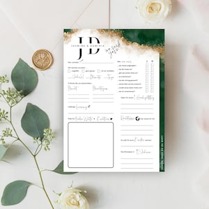 Download: Gästebuchkarten personalisiert mit Fragen zum Ausfüllen für die Hochzeit
