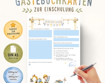 Cartes de bienvenue pour l'inscription scolaire pendant les travaux | Rappel de rentrée scolaire | Vœux de rentrée pour un écolier | Cadeau d'inscription scolaire pour un garçon | Cartes A5