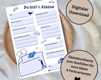 Download: Guest book cards for school enrollment as souvenirs / memories - A5 (4 color variations)
