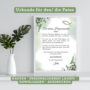 Certificado personalizado en estilo eucalipto para tu padrino favorito