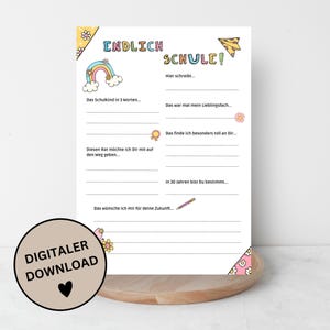 Digitale download: Regenboog gastenboekkaarten voor schoolinschrijving als souvenirs / herinneringen - A5