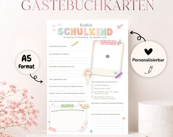 Livre d'or personnalisé pour la rentrée scolaire | Cartes pour le livre d'or de la rentrée scolaire | Cadeau de rentrée | Souvenir de la rentrée scolaire